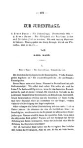 Karl Marx: "Zur Judenfrage" in Deutsch-Französische Jahrbücher 1844